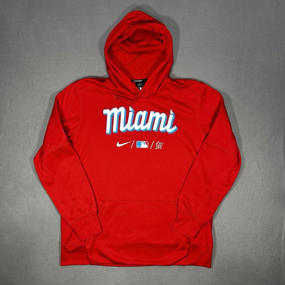 Nike Dri-FIT Miami Marlins MLB Authentic Collection Hoodie Red XL